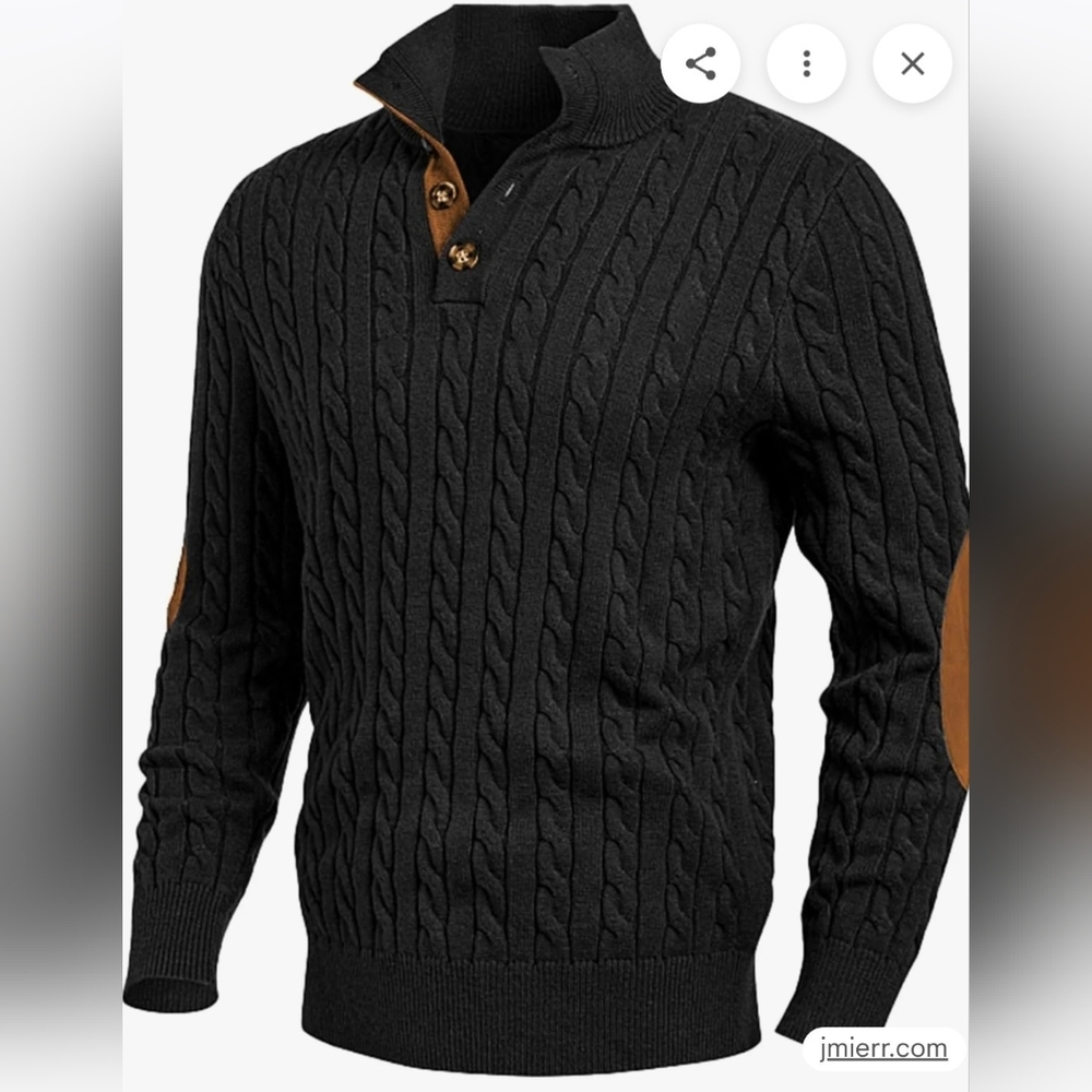 Men's Black Cable Knit  Sweater